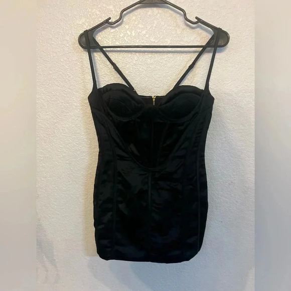 Heiress Beverly Hills Black Satin Mini Corset Dress - Picture 2 of 6